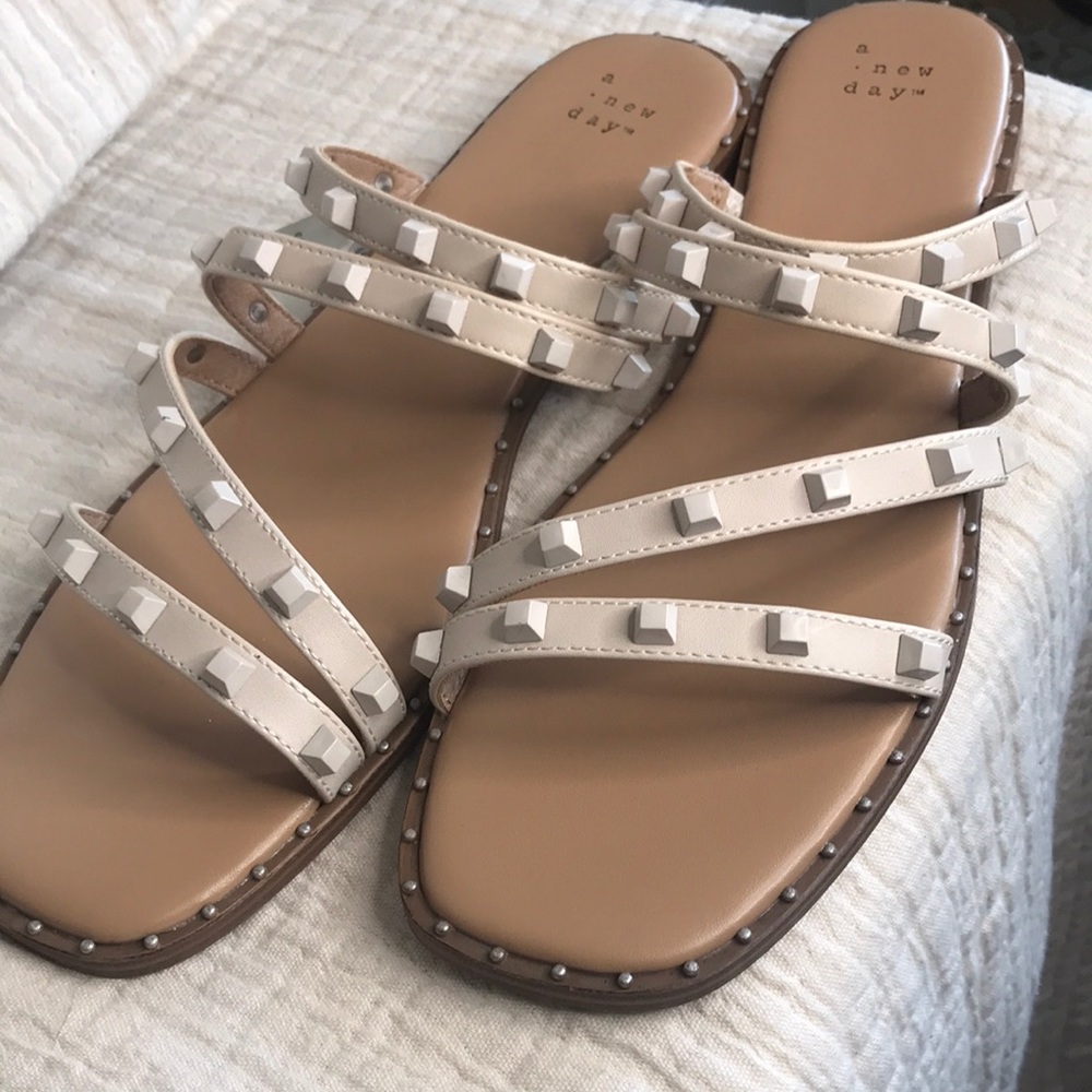 A new day neutral studded slip on sandals NWT